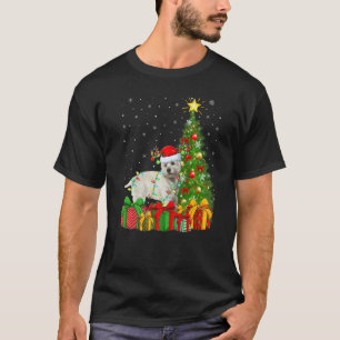 Xmas Holiday Lights Santa Westie Dog Christmas Tre T-Shirt