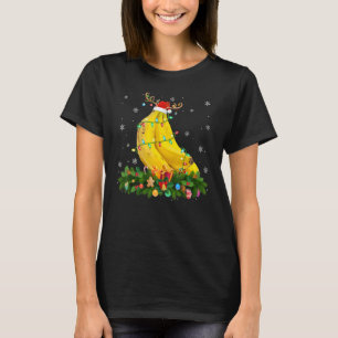 Xmas Holiday Reindeer Hat Santa Banana Christmas T-Shirt