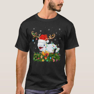 Xmas Holiday Reindeer Hat Santa Beluga Whale Fish T-Shirt