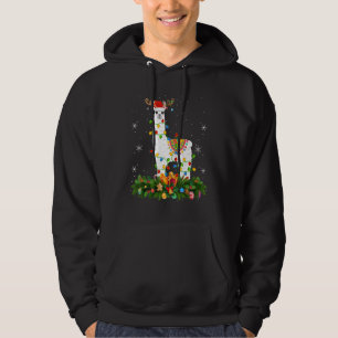 Xmas Holiday Reindeer Hat Santa Llama Christmas Hoodie