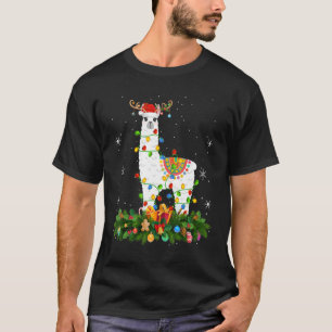Xmas Holiday Reindeer Hat Santa Llama Christmas T-Shirt