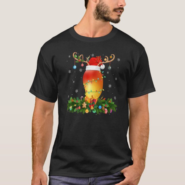 Xmas Holiday Reindeer Hat Santa Mango Christmas   T-Shirt (Front)