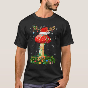 Xmas Holiday Reindeer Hat Santa Mushroom Christmas T-Shirt