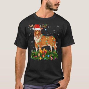 Xmas Holiday Reindeer Hat Santa Rough Collie Dog C T-Shirt