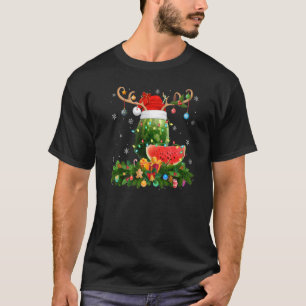 Xmas Holiday Reindeer Hat Santa Watermelon Fruit C T-Shirt