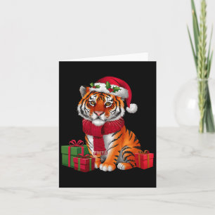 Xmas Holiday Santa Bengal Tiger Christmas Card