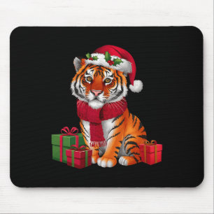 Xmas Holiday Santa Bengal Tiger Christmas Mouse Pad