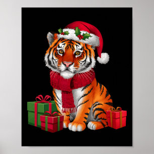 Xmas Holiday Santa Bengal Tiger Christmas  Poster