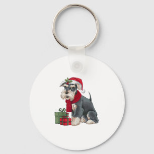 Xmas Holiday Santa Giant Schnauzer Dog Christmas  Keychain
