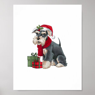 Xmas Holiday Santa Giant Schnauzer Dog Christmas  Poster