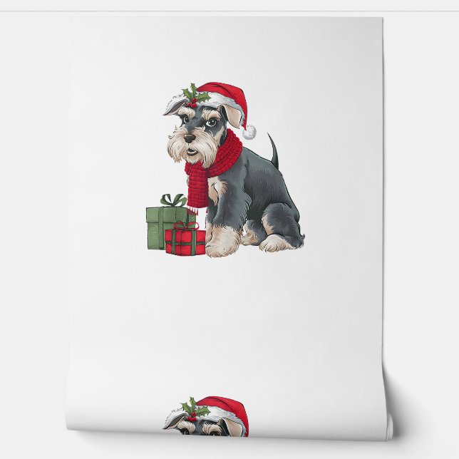 Xmas Holiday Santa Giant Schnauzer Dog Christmas  Wallpaper (Unrolling)