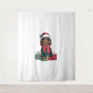 Xmas Holiday Santa Hat Irish Setter Dog Christmas Tapestry