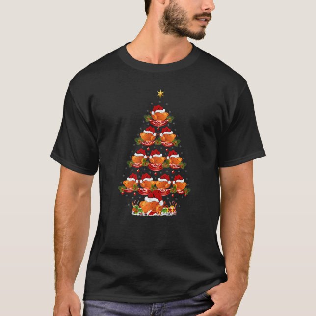 Xmas Holiday  Santa Hat Roast Chicken Christmas Tr T-Shirt (Front)