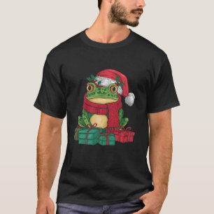 Xmas Holiday Santa Hat Tree Frog Christmas T Shirt