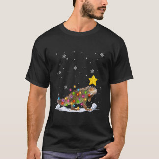 Xmas Iguana Animals  Christmas Tree Lights T-Shirt