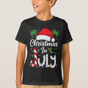 Xmas In July Santa Hat Beach Trip Tropical Summer  T-Shirt