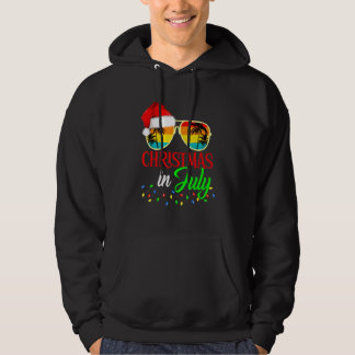 Xmas In July Santa Hat Sunglasses Summer Cute Hoodie