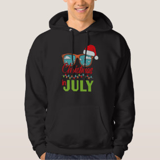Xmas In July Santa Hat Sunglasses Summer Hoodie
