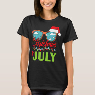 Xmas In July Santa Hat Sunglasses Summer T-Shirt