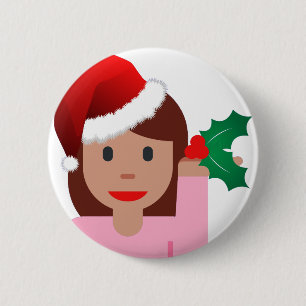 xmas information girl emoji 2 inch round button