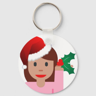 xmas information girl emoji keychain