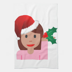 xmas information girl emoji kitchen towel