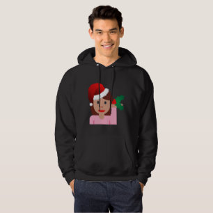 xmas information girl emoji mens hoodie sweatshirt