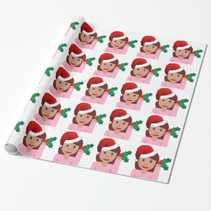 xmas information girl emoji wrapping paper