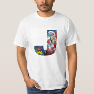 XMAS J LETTER /SANTA  CLAUS WITH VIOLIN MONOGRAM T-Shirt