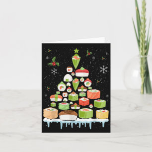 Xmas Japanese Sushi Christmas Tree Holiday Pajama  Card