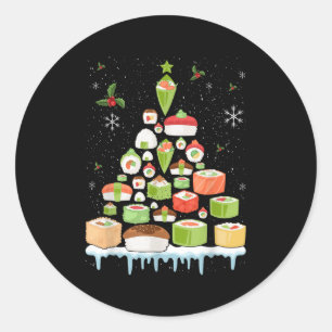 Xmas Japanese Sushi Christmas Tree Holiday Pajama Classic Round Sticker