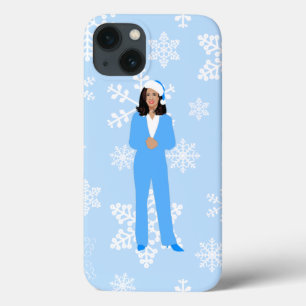 xmas kamala harris santa blue icy snowflakes iPhone 13 case