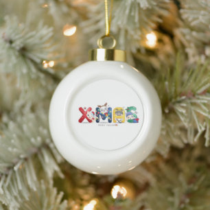 Xmas Kittens Ceramic Ball Christmas Ornament