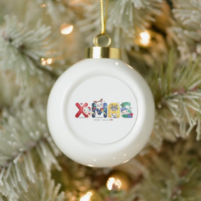 Xmas Kittens Ceramic Ball Christmas Ornament (Tree)