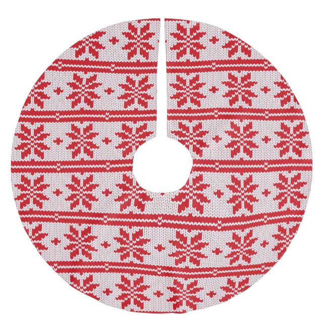 Xmas knitting seamless pattern 1 + your ideas brushed polyester tree skirt (Front)