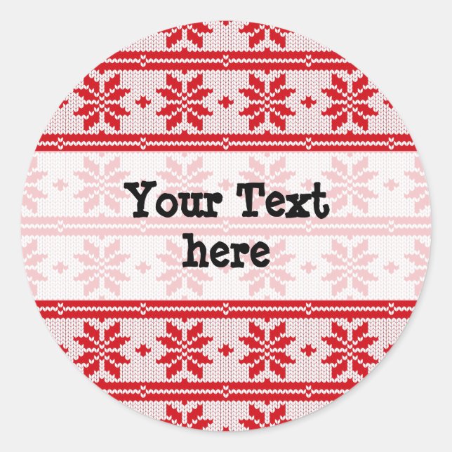 Xmas knitting seamless pattern 1 + your ideas classic round sticker (Front)