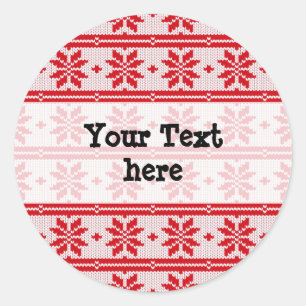 Xmas knitting seamless pattern 1 + your ideas classic round sticker