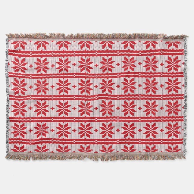 Xmas knitting seamless pattern 1 + your ideas throw blanket (Front)