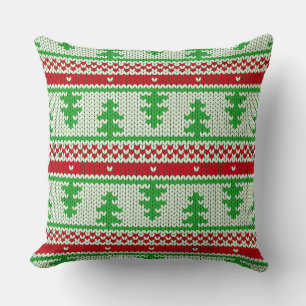 Xmas knitting seamless pattern 2 + your ideas throw pillow