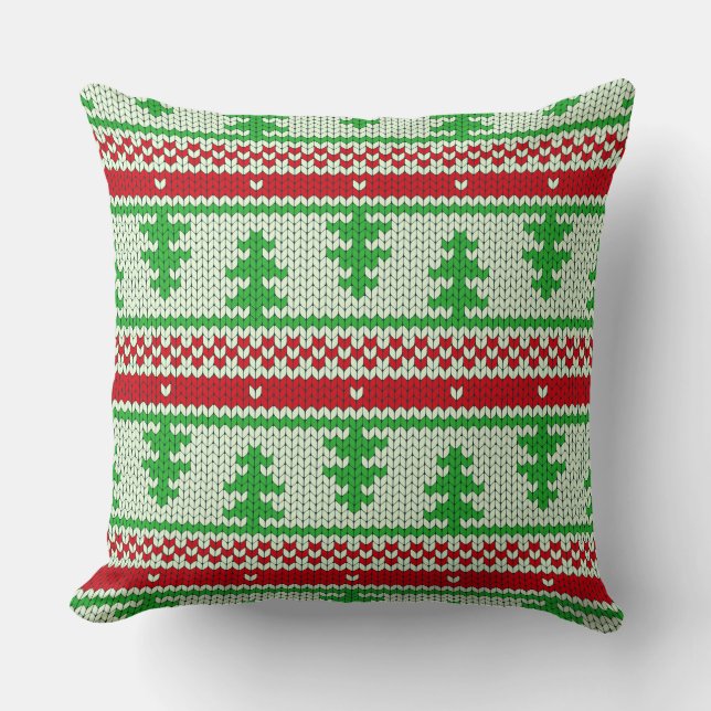Xmas knitting seamless pattern 2 + your ideas throw pillow (Front)