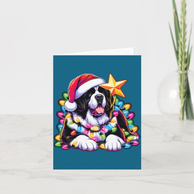 Xmas Landseer Newfoundland Dog Tangled Christmas L Card (Front)