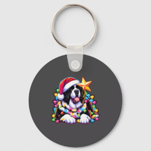 Xmas Landseer Newfoundland Dog Tangled Christmas L Keychain