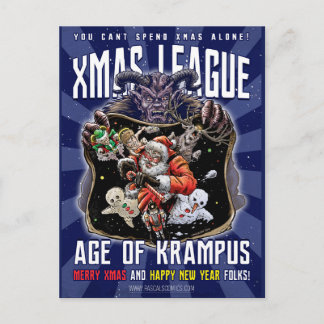 Xmas League Age of Krampus Holiday Postcard