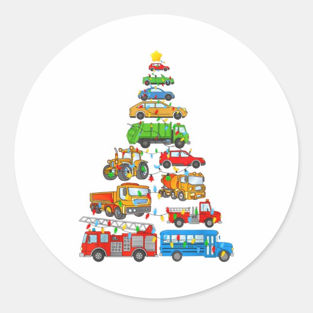 Xmas Light Christmas Tree, Funny Xmas Boys Kids To Classic Round Sticker (Front)