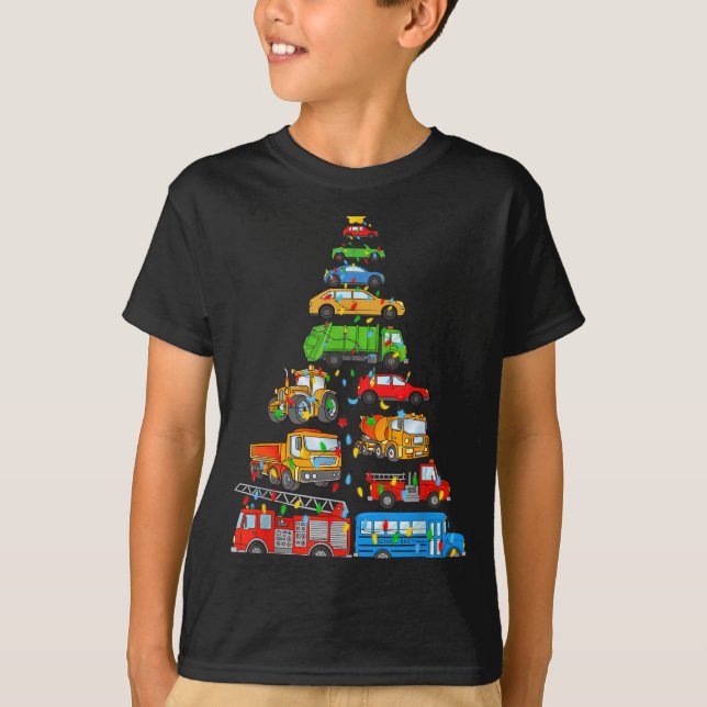Xmas Light Christmas Tree, Funny Xmas Boys Kids To T-Shirt (Front)