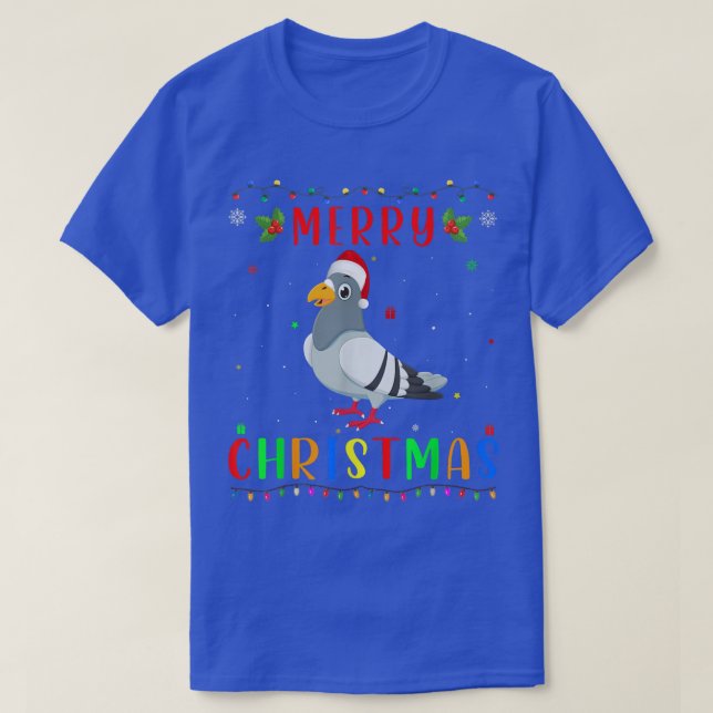 Xmas Light Pigeon Design Matching Christmas Pajama T-Shirt (Design Front)