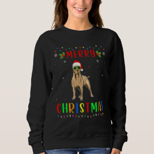 Xmas Light Pitbull Dog Matching Christmas Pajama Sweatshirt