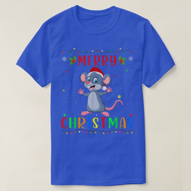 Xmas Light Rat Design Matching Christmas Pajama  T-Shirt (Design Front)