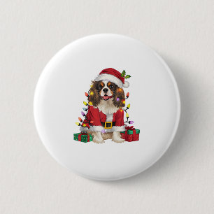 Xmas Lighting Cavalier King Charles Spaniel Dog Ch 2 Inch Round Button