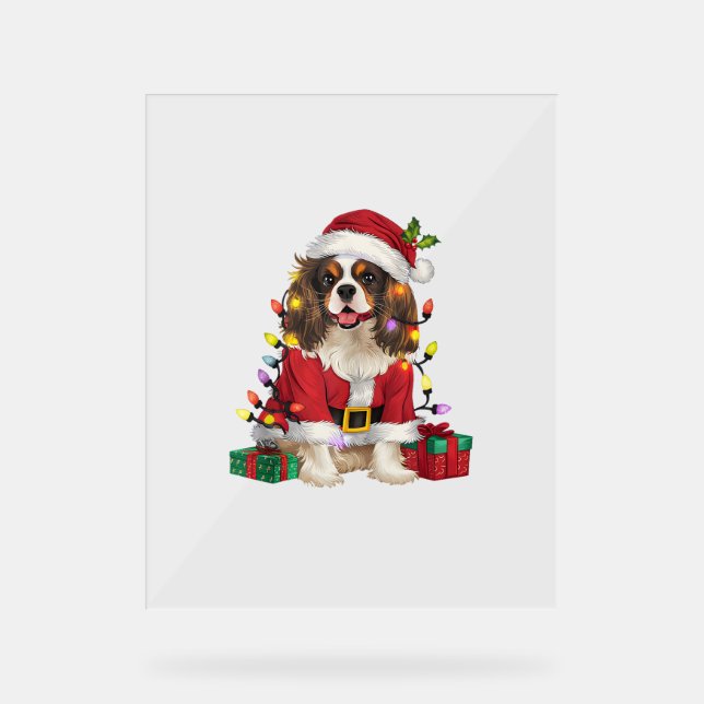Xmas Lighting Cavalier King Charles Spaniel Dog Ch Acrylic Sign (Front)